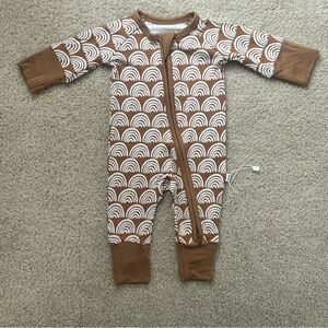 NEW Little Sleepies Preemie Rust Rainbows Crescent Zippy Pajamas Bamboo NWOT